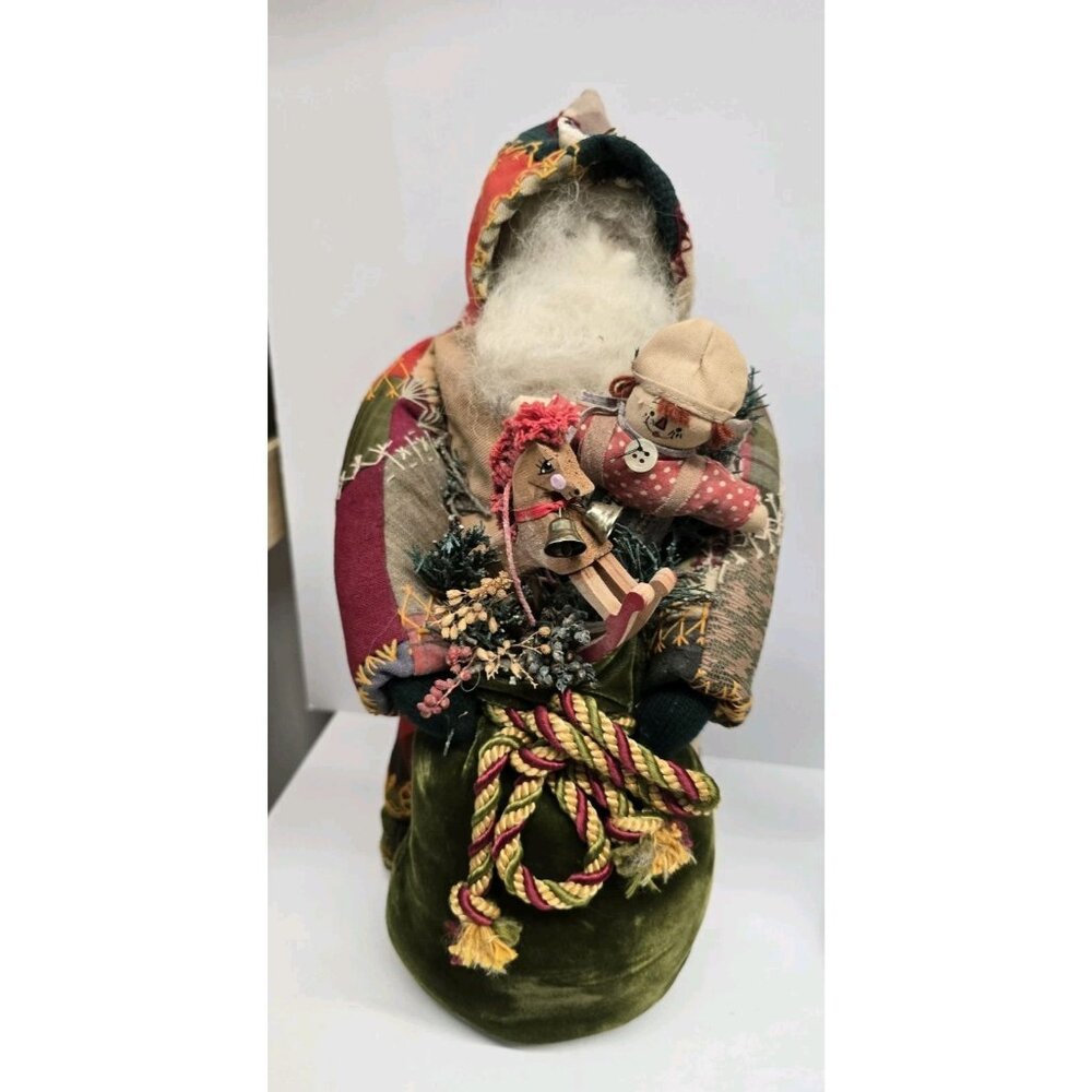 Artisan Signed Vintage Folk Art Santa Claus Christmas Decoration Door Stop